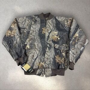 Vintage NWTF RealTree Hardwoods Camo Bomber Jacket XL Turkey Hunting‎ NOS